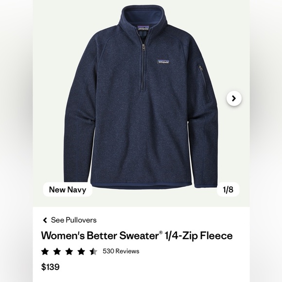 Patagonia Blue Quarter-Zip Sweater pullover Sz M - Picture 1 of 6